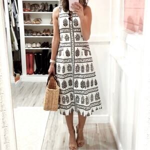 Anthropologie Cream and Black Halter Sundress Resort Wear